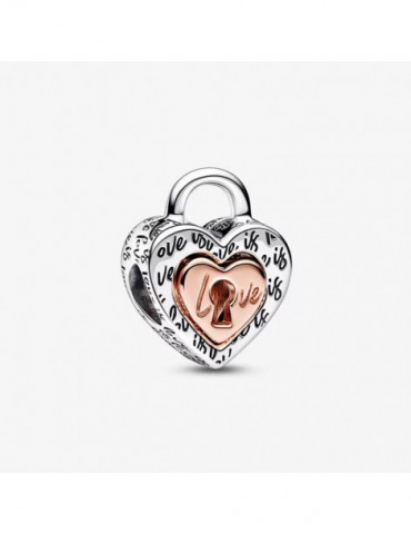 PANDORA Charm Cœur Séparable Cadenas Bicolore