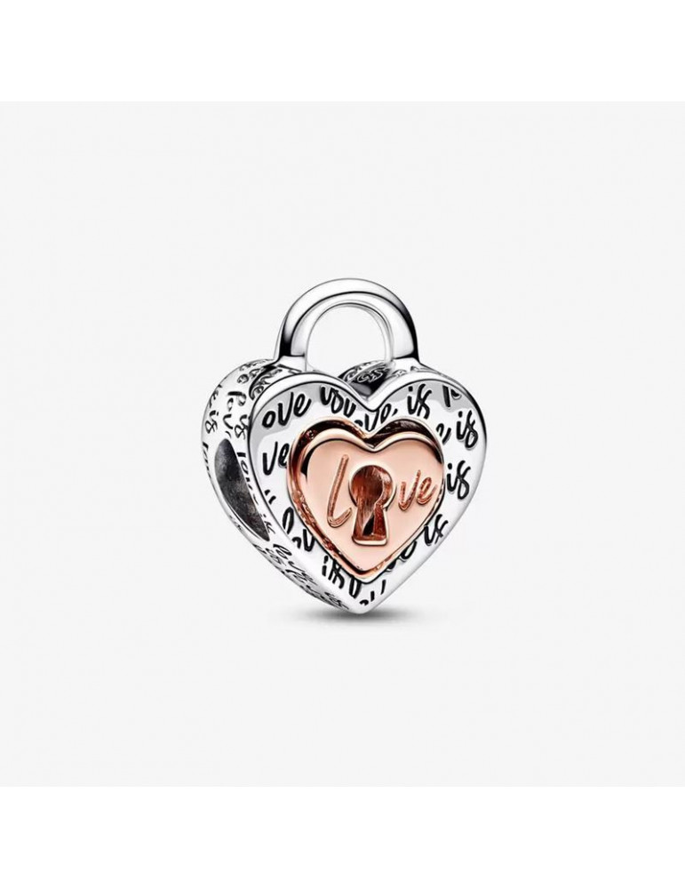 PANDORA Charm Cœur Séparable Cadenas Bicolore