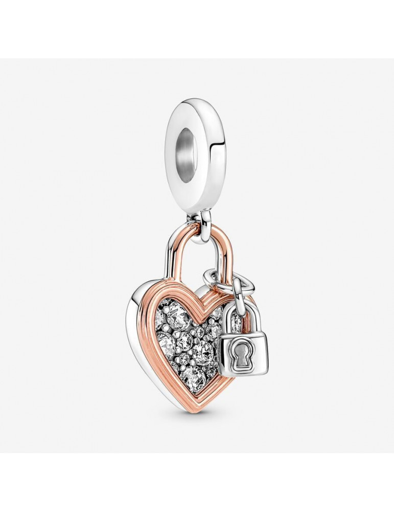 PANDORA Charm Pendant Double Cadenas Cœur