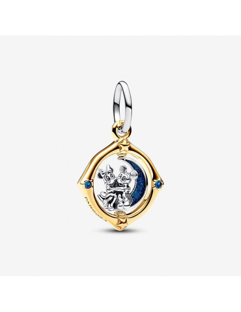 PANDORA Charm Pendant Disney Mickey et Minnie Lune Pivotante Bimatière