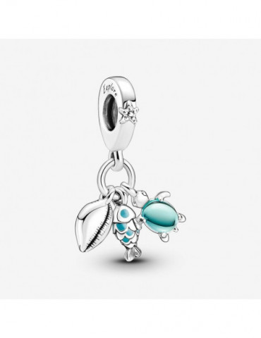 PANDORA Charm Pendant Triple Poisson, Tortue de Mer & Conque