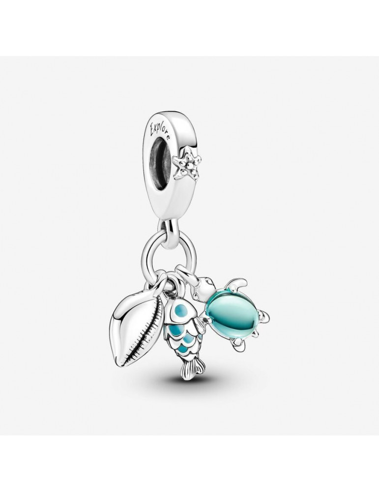 PANDORA Charm Pendant Triple Poisson, Tortue de Mer & Conque