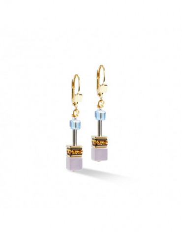 COEUR DE LION Boucles D'oreilles GeoCUBE® Iconic Festive Or Multicolore