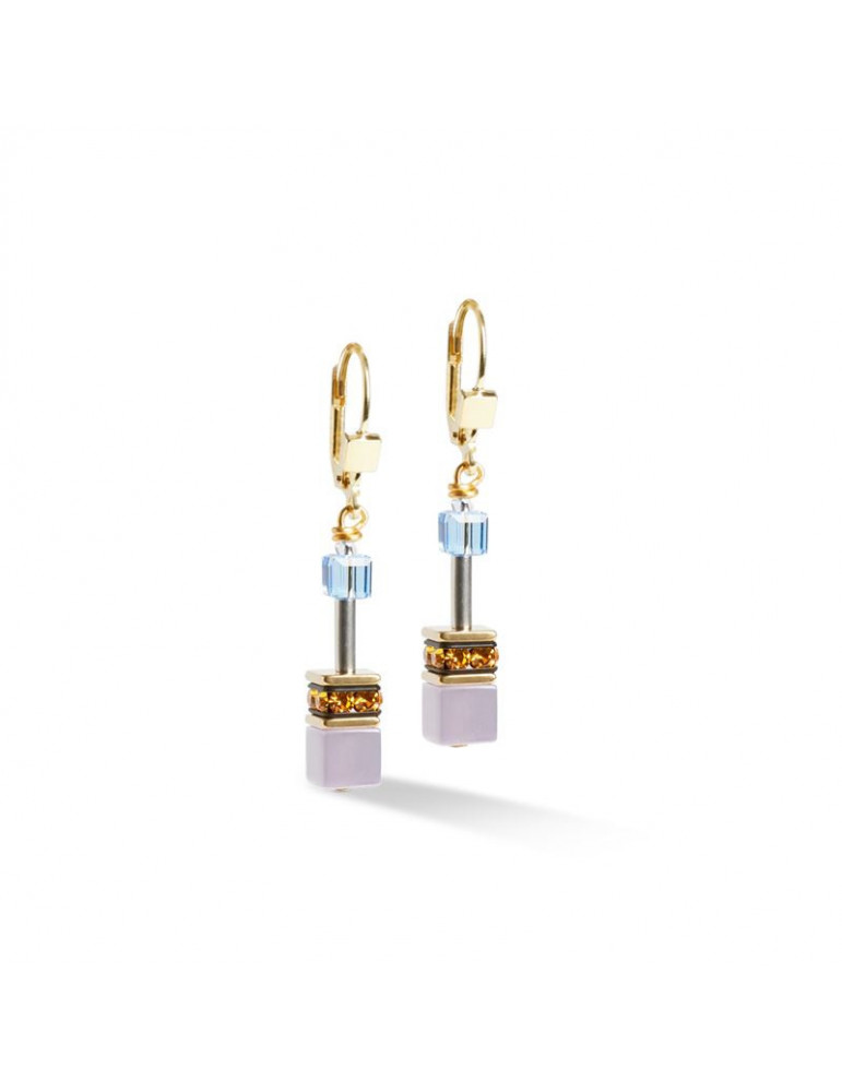 COEUR DE LION Boucles D'oreilles GeoCUBE® Iconic Festive Or Multicolore