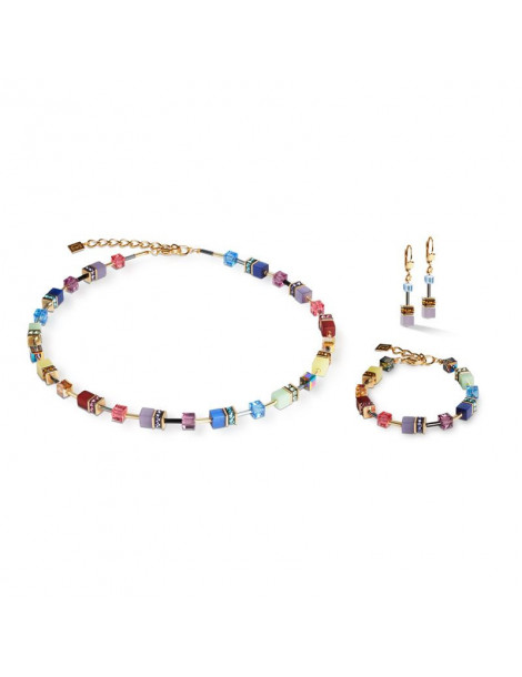 COEUR DE LION Boucles D'oreilles GeoCUBE® Iconic Festive Or Multicolore