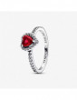 PANDORA Bague Cœur Rouge Surélevé