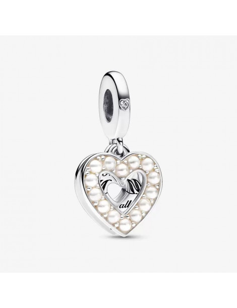 PANDORA Charm Double Cœur Blanc Nacré