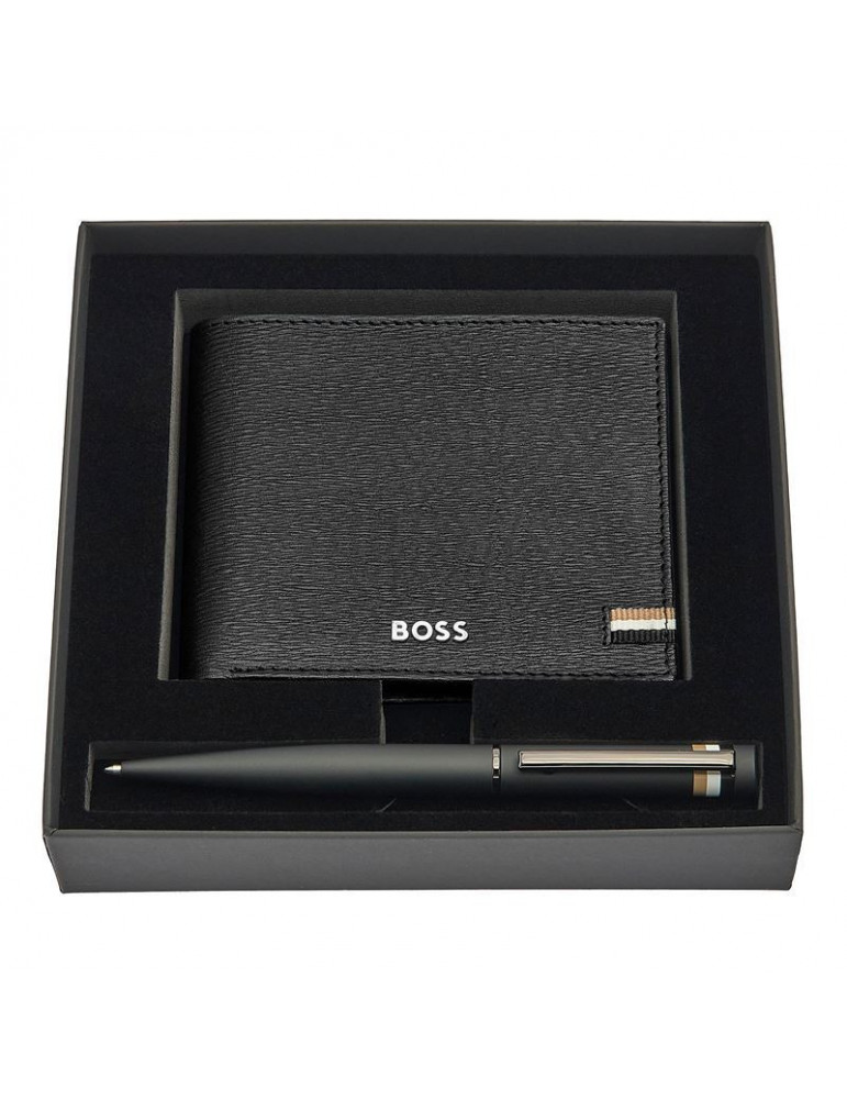 HUGO BOSS Portefeuille & Stylo Iconic Black | Set