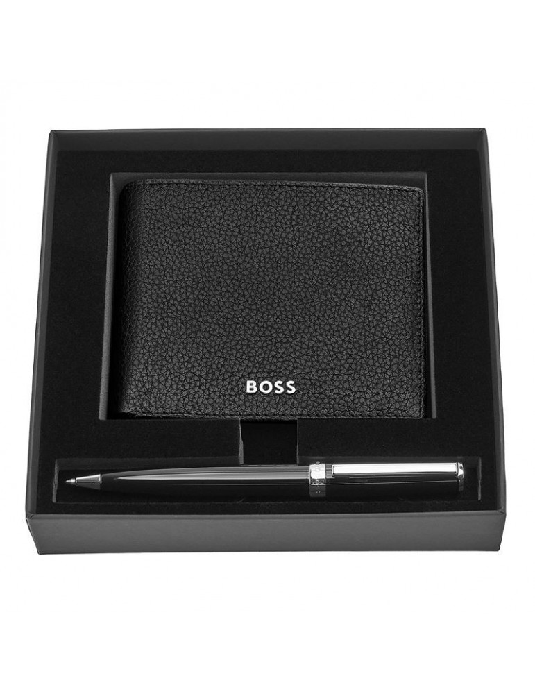 HUGO BOSS Portefeuille Classic & Stylo Bille Gear Icon Black | Set