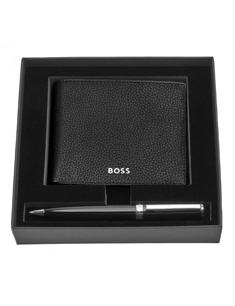 HUGO BOSS Portefeuille Classic & Stylo Bille Gear Icon Black | Set