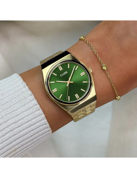 CLUSE Montre Retro 70's Steel Forest Green Gold