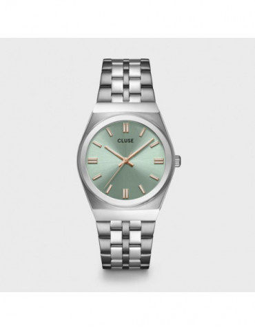 CLUSE Montre Retro 70's Steel Sage Green Silver