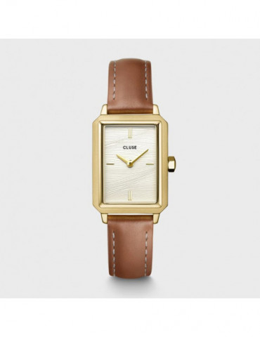 CLUSE Montre Fluette Leather Nutshell Sand Texture Gold