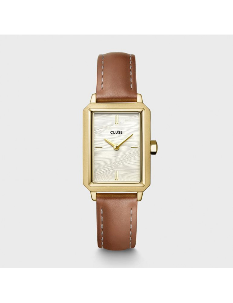 CLUSE Montre Fluette Leather Nutshell Sand Texture Gold