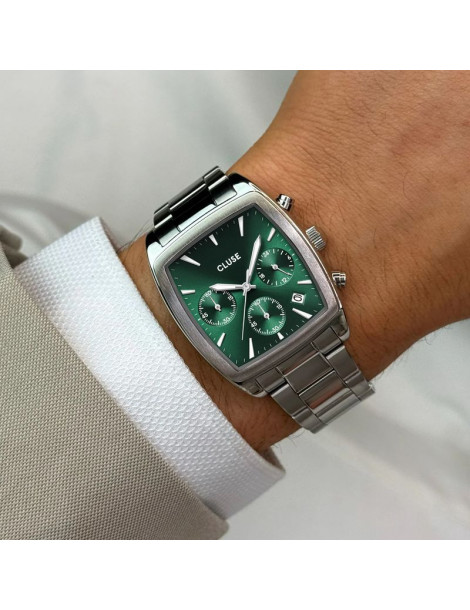 CLUSE Montre Quartaut Chrono Steel Green Silver