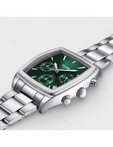 CLUSE Montre Quartaut Chrono Steel Green Silver