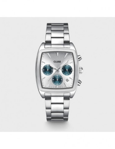 CLUSE Montre Quartaut Chrono Steel Blue Full Silver