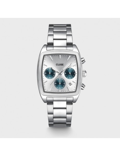 CLUSE Montre Quartaut Chrono Steel Blue Full Silver