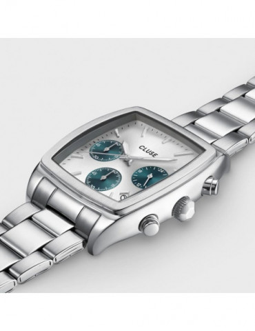 CLUSE Montre Quartaut Chrono Steel Blue Full Silver