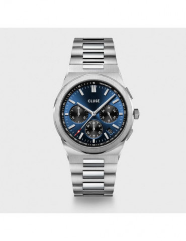 CLUSE Montre Vigoureux Chrono Steel Dark Blue Silver