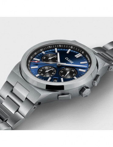 CLUSE Montre Vigoureux Chrono Steel Dark Blue Silver