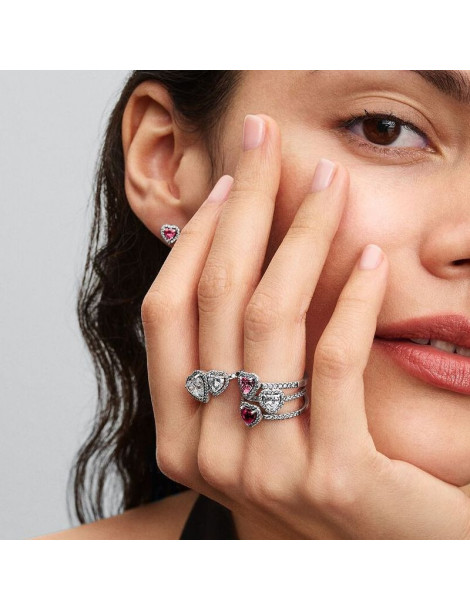 PANDORA Bague Cœur Rose Surélevé