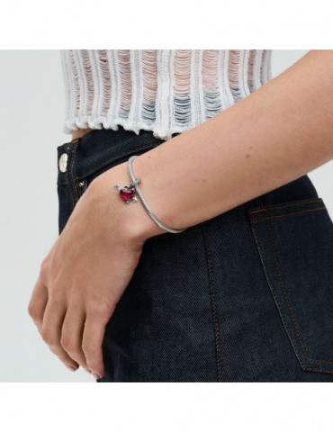 PANDORA Charm Pendant Cœur Rouge et Flèche en Verre de Murano