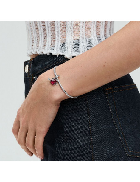 PANDORA Charm Pendant Cœur Rouge et Flèche en Verre de Murano