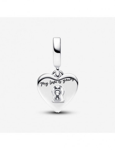 PANDORA Charm Pendant Double Cœur Rouge Serrure