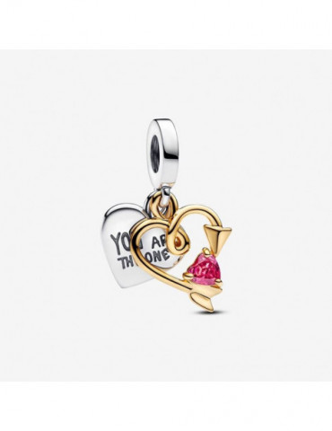 PANDORA Charm Pendant Double Cœur & Flèche Gravable