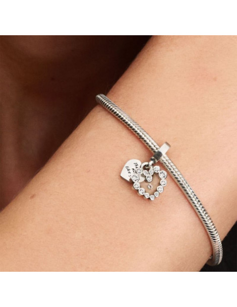 PANDORA Charm Pendant Double Cœur Scintillant