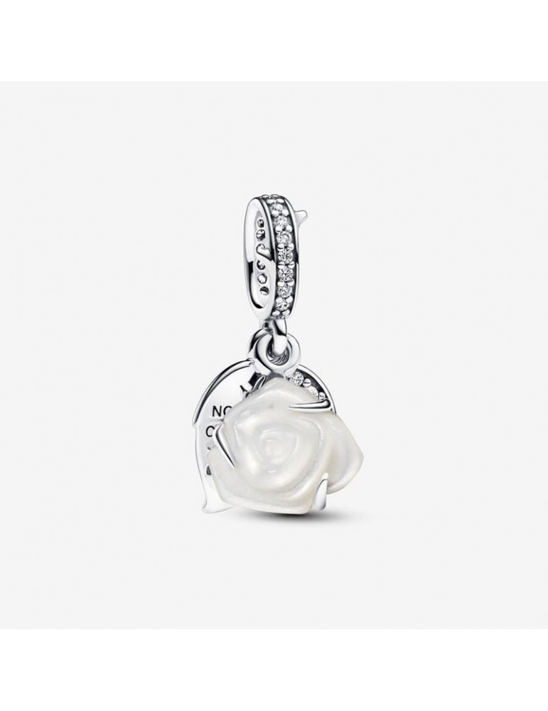 PANDORA Charm Pendant Double Rose Blanche PANDORA Charm Pendant Double Rose Blanche