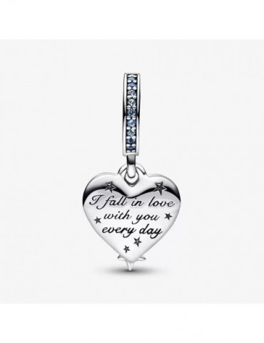 PANDORA Charm Pendant Double Cœur Étoile Filante