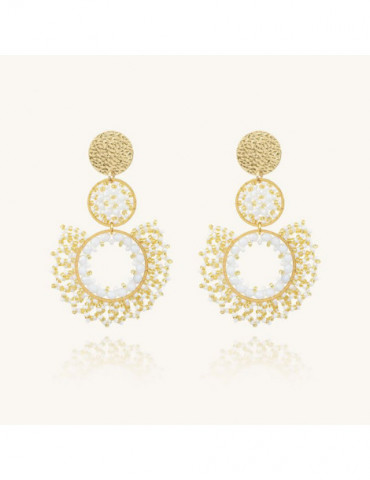 SANTIBÉ Boucles D'oreilles Tango Blanc Doré