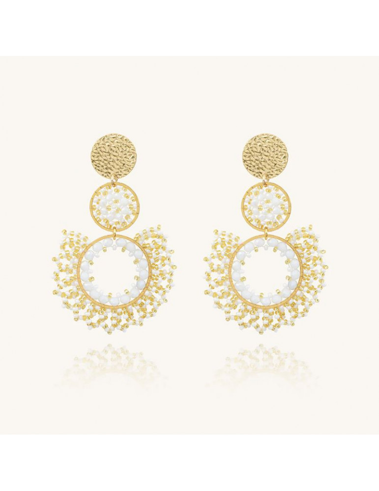 SANTIBÉ Boucles D'oreilles Tango Blanc Doré SANTIBÉ Boucles D'oreilles Tango Blanc Doré