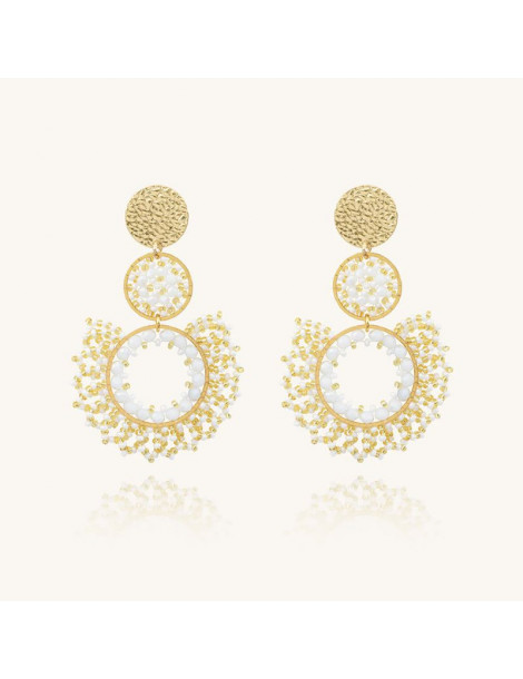 SANTIBÉ Boucles D'oreilles Tango Blanc Doré
