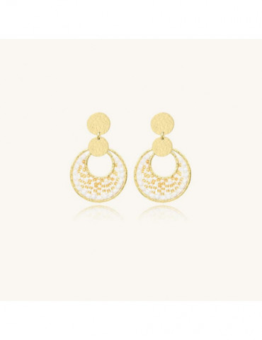 SANTIBÉ Boucles D'oreilles Mini Luna Blanc Doré