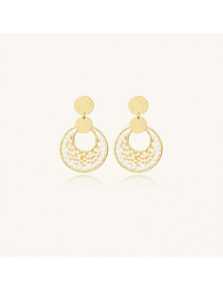 SANTIBÉ Boucles D'oreilles Mini Luna Blanc Doré SANTIBÉ Boucles D'oreilles Mini Luna Blanc Doré