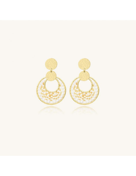 SANTIBÉ Boucles D'oreilles Mini Luna Blanc Doré