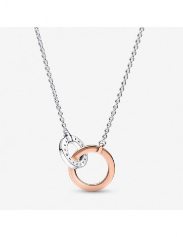 PANDORA Collier Cercles Entrelacés Bimatière Pandora Signature