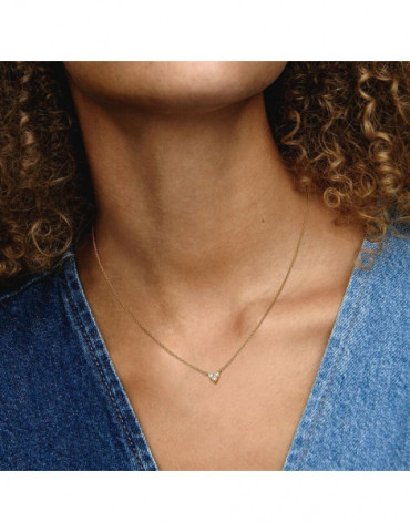 PANDORA Collier Cœur Trois Pierres