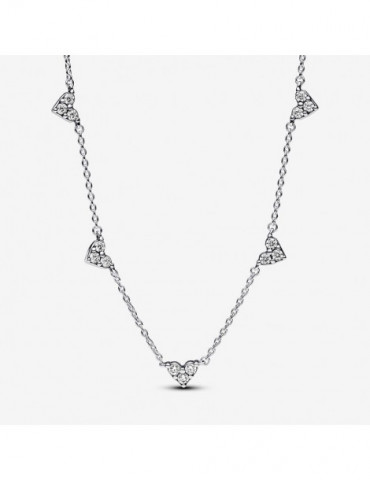 PANDORA Collier Chaîne Station Cœur Triple Pierre