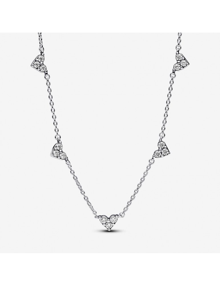 PANDORA Collier Chaîne Station Cœur Triple Pierre PANDORA Collier Chaîne Station Cœur Triple Pierre