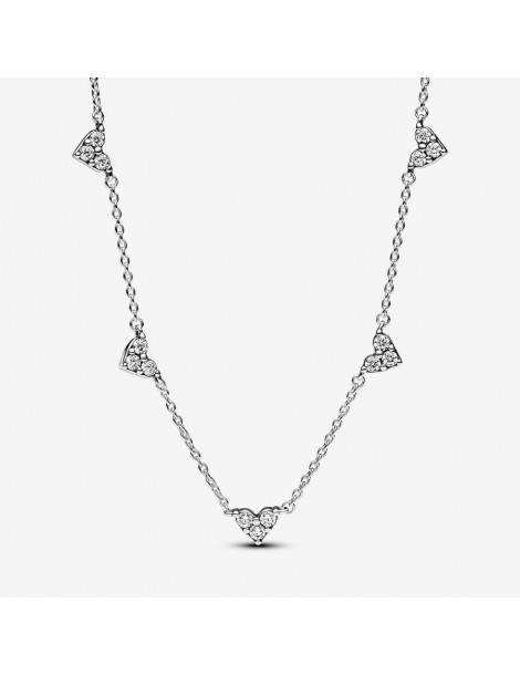PANDORA Collier Chaîne Station Cœur Triple Pierre