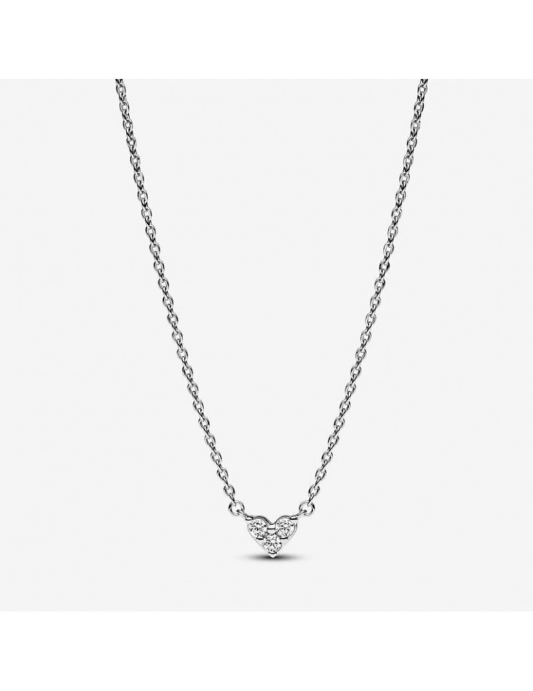 PANDORA Collier Coeur Trois Pierres