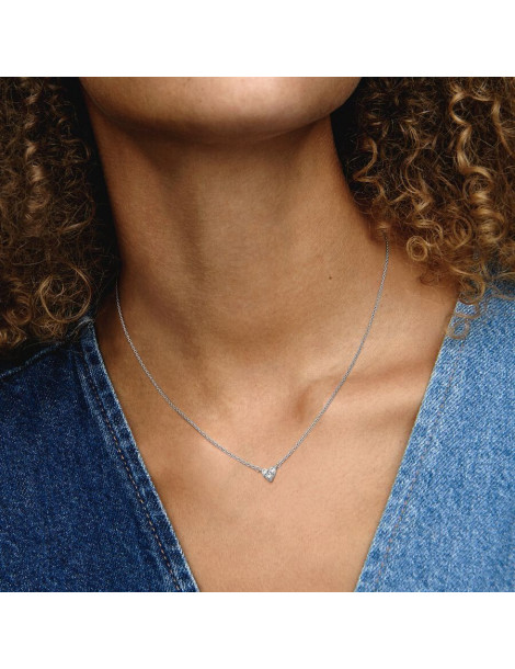 PANDORA Collier Coeur Trois Pierres