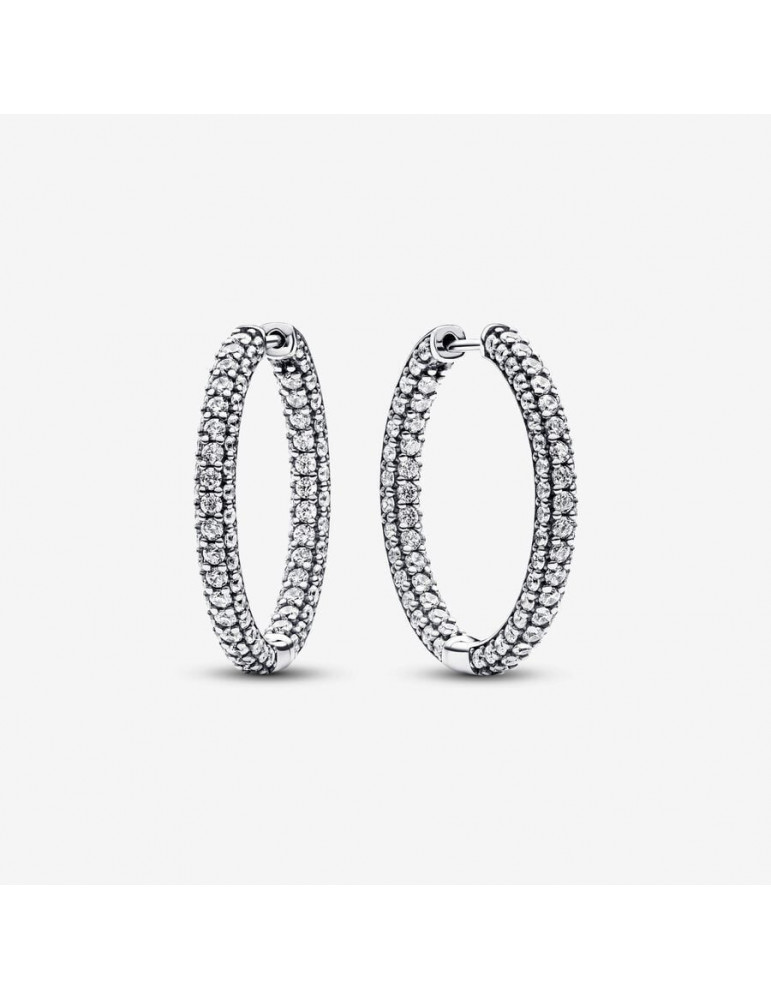 PANDORA Créoles Simple Rang Pavées Pandora Timeless PANDORA Créoles Simple Rang Pavées Pandora Timeless