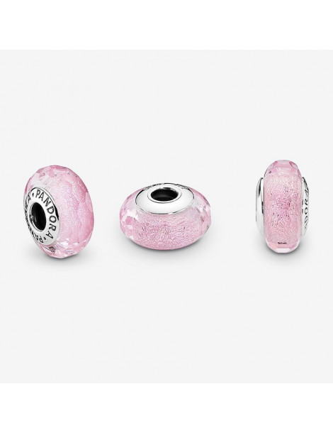 PANDORA Charm Verre de Murano Rose Facetté