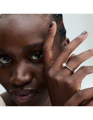 PANDORA Bague Perle de Culture d'Eau Douce Traitée & Pavé