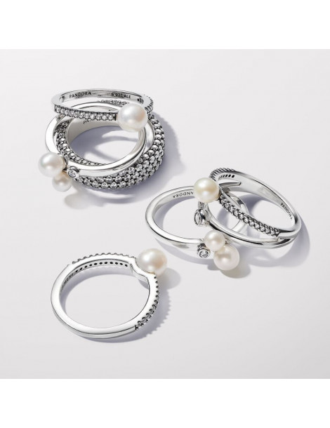 PANDORA Bague Perle de Culture d'Eau Douce Traitée & Pavé
